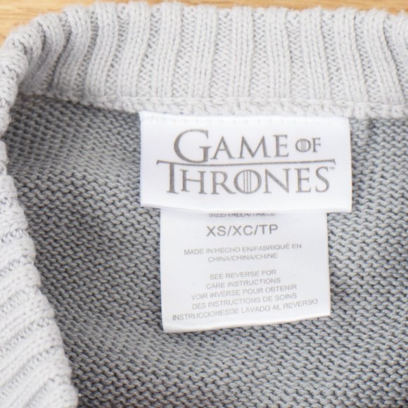 Game of Thrones Winter Is Here White Direwolf Gray Pullover Ugly Sweater XS - Picture 6 of 7